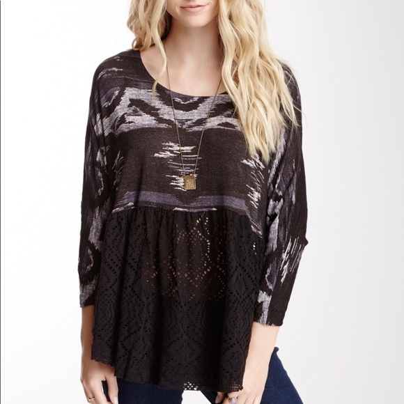 Free People Southwest Eyelet Lace Punched Diamonds Forever Swing Top Size Small - Picture 11 of 11